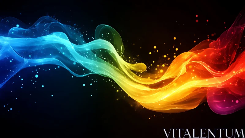 Prismatic ribbons colliding in luminous chromatic storm.