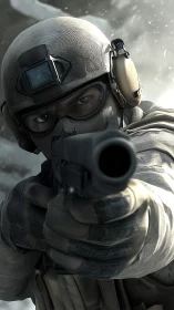 Frost-bitten marksman locks icy focus down the barrel