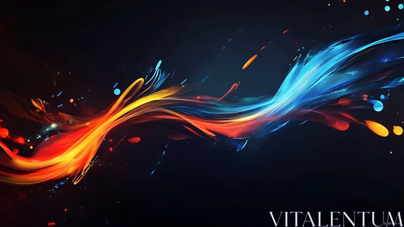 Dynamic fire and ice energy streaks on dark abstract field.