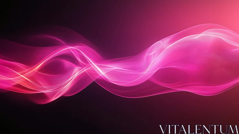 Luminous pink energy waves flow across a dark cosmic field