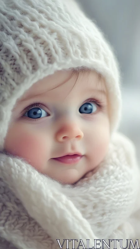 Luminous infant portrait wrapped in winter warmth.