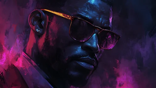 Neon-lit digital portrait with cinematic chromatic contrast.