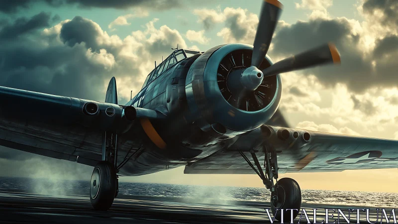 World War II carrier-based propeller aircraft on deck.