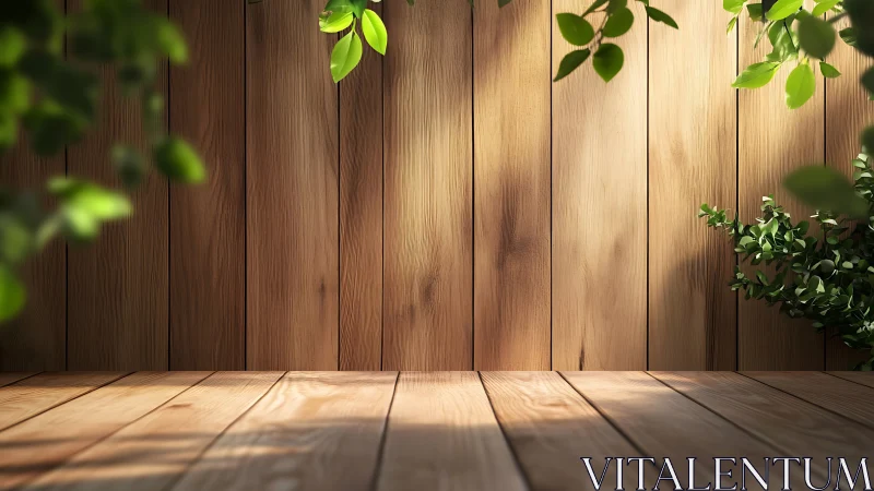Wooden plank surface meets vertical wall under soft light