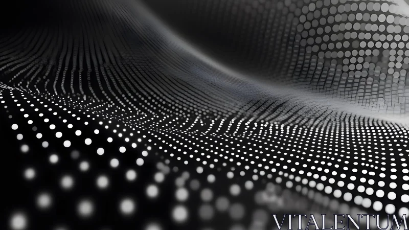 Dynamic Abstract Wave with White Dots on Black Background.