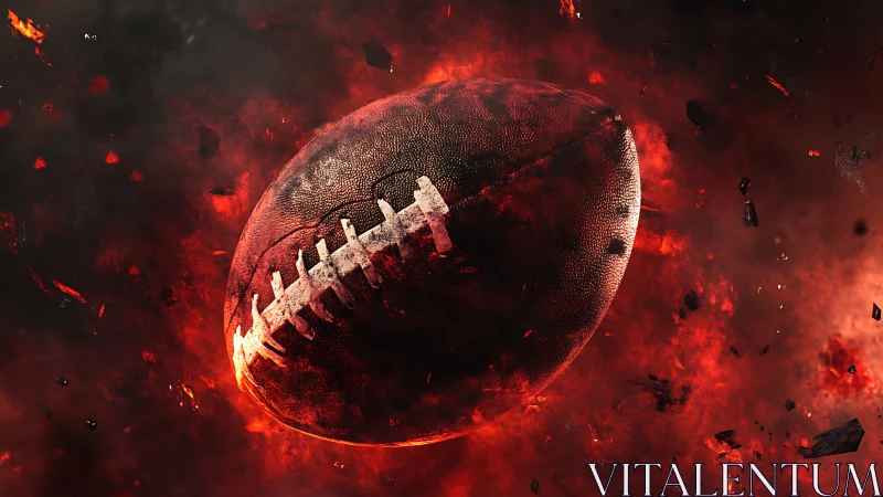 Fiery football soaring through blazing game day energy.