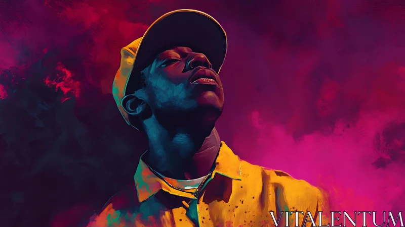 Neon dawn drifter in molten magenta haze of attitude.