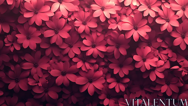 Densely layered pink flowers fill entire frame with realistic depth.