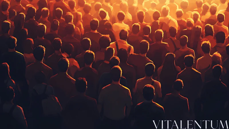 Warm crowd gathered in soft golden evening light.