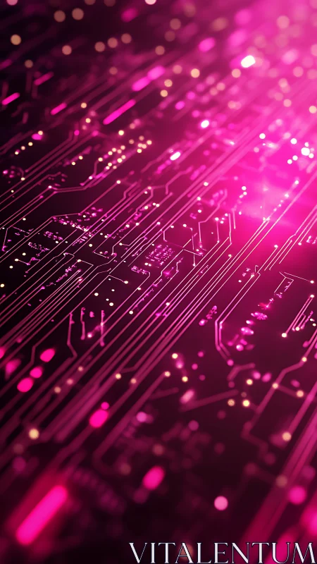 Neon magenta circuit river streaming through electric dusk.