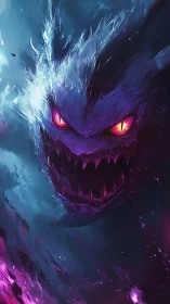 Ghostlike purple monster head emerges from swirling mist