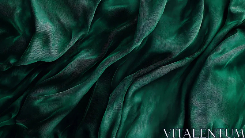 Emerald Fabric Folds with Textural Depth and Directional Movement