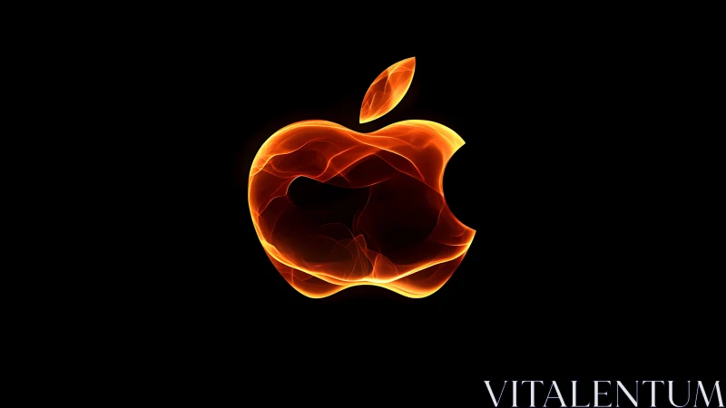 Flaming Apple Logo with Fiery Orange Glow Effect