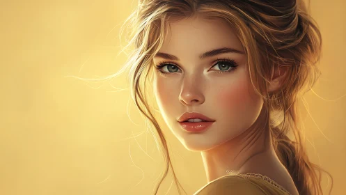 Soft golden portrait glows with gentle, sunlit warmth