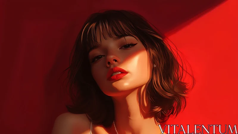 Cinematic red portrait uses raking light for sculpted drama