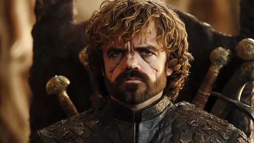 Scarred medieval warrior in ornate leather armor portrait