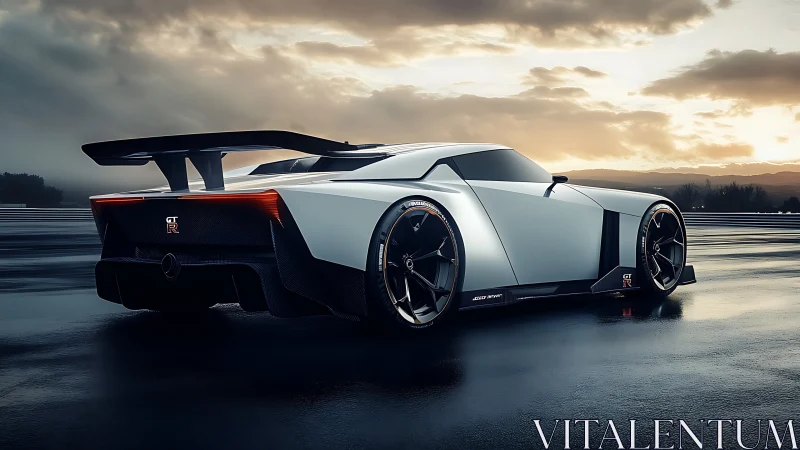 Twilight track beast stalking wet asphalt in mirror chrome.