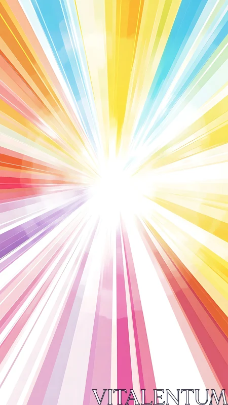 Radiant multicolor light burst converges into a central white core