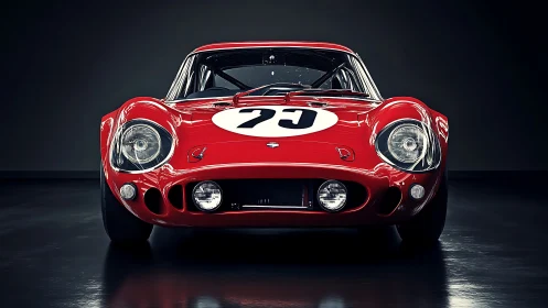 Scarlet race legend stares down the track with polished menace.