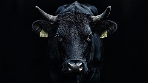 Midnight horned guardian emerges from the velvet dark.