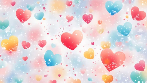 Kaleidoscope of Floating Hearts Dancing Through Pastel Clouds