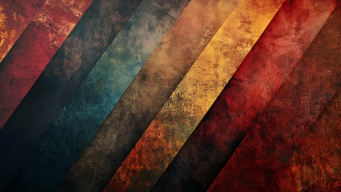 Grunge Abstract Diagonal Stripes in Warm Red and Yellow Tones.