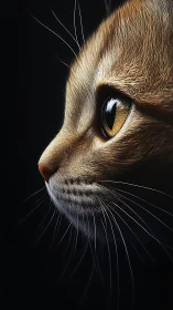 Golden feline profile in dramatic low key side lighting.