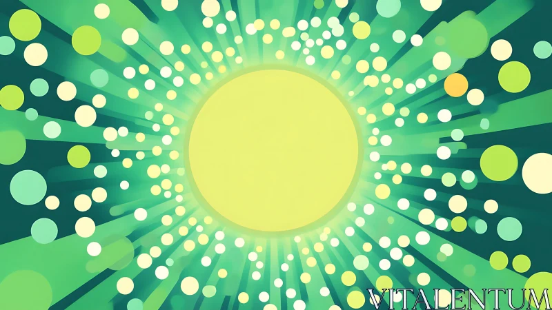 Solar confetti halo bursts in neon green celebration.