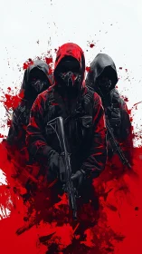 Hooded crimson vanguard stalks forward through splintered bloodlight