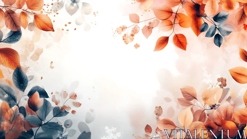 Autumn and blue foliage frame surrounds bright white center