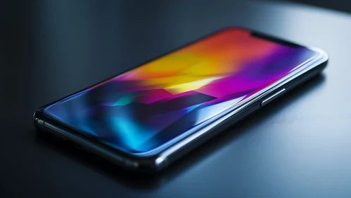 Glass prism smartphone dozes on a desk of quiet reflections