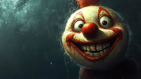 Grotesque clown portrait rendered in dramatic cinematic lighting