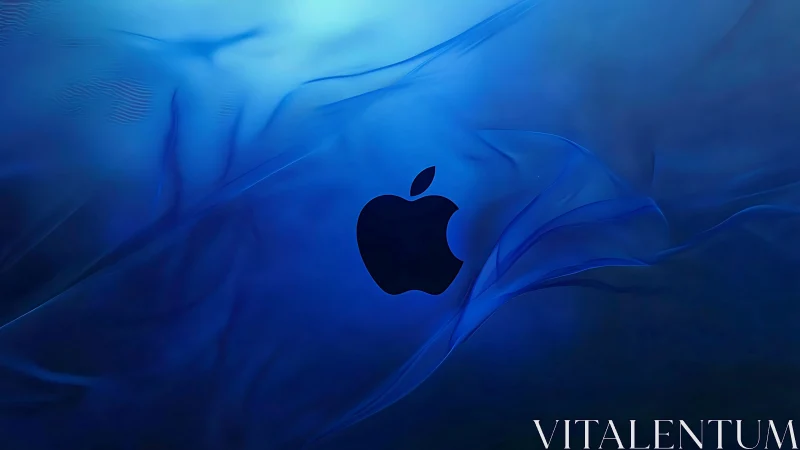 Apple Logo on Blue Abstract Background