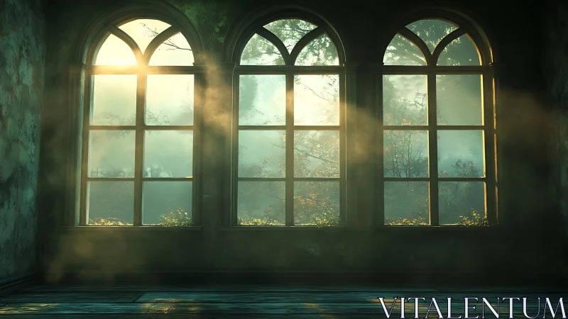 Sunlit arches whisper through dust and forgotten rooms.