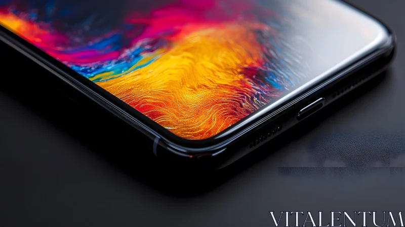 Close-up of Modern Smartphone with Vivid Abstract Display Art.