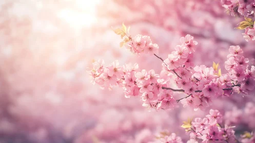 Pink Cherry Blossoms in Full Bloom.
