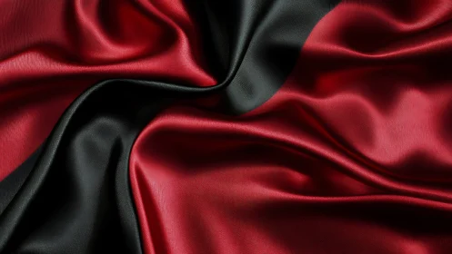 Luxurious Red and Black Silk Fabric with Elegant Folds