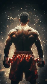 Champion Ready: A Boxer's Powerful Victory Stance.