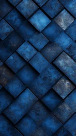 Textured blue geometric tiles form layered abstract grid.