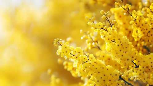 Golden Spring Blossoms in Soft Sunlight.
