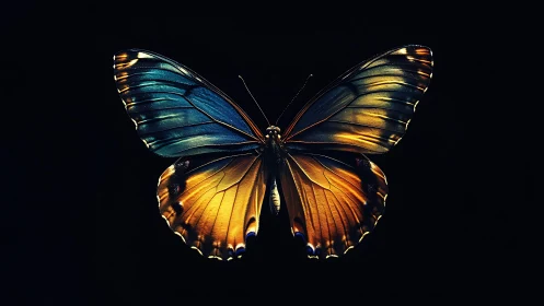 Luminous twilight butterfly glowing against the dark night.