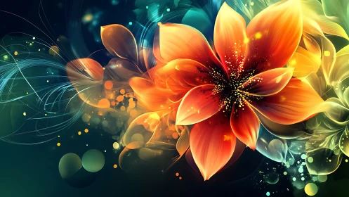 Luminescent Flower Petals: Digital Bloom with Chromatic Gradient Cascade.