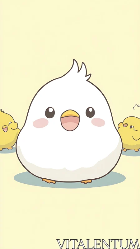 Cheerful White Chick with Yellow Chick Companions