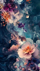 Dreamlike garden of swirling blossoms and gentle color drift.