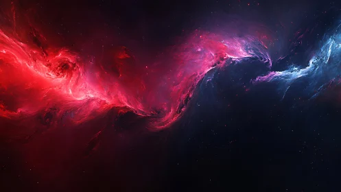 Stellar nebula currents in red and blue astral gradients.
