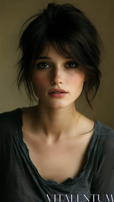 Soft portrait captures young woman in warm studio light