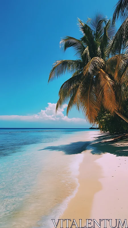 Tropical Paradise Beach with Palm Trees and Turquoise Waters