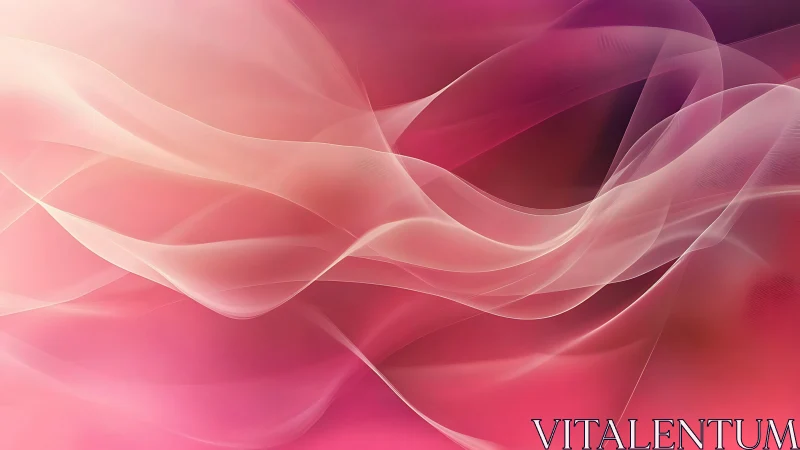Pink abstract waves with translucent flowing ribbons background.