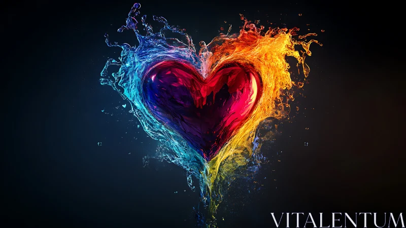 Chromatic Heart Erupts in Liquid Emotion.