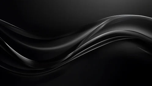 Sleek metallic ribbons curve across a deep monochrome void